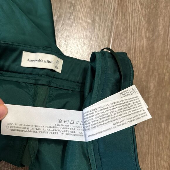 Abercrombie and Fitch A&F Sloane Tailored wide leg trousers emerald green pants - Picture 10 of 12